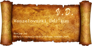 Veszelovszki Dókus névjegykártya
